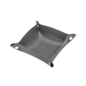 Stylish Gray PU Leather Dice, Trinket or Jewelry Tray / 6.3" / New
